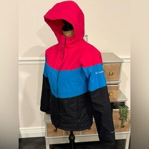 Columbia Jacket Teen Girls 14-16 Quilted Color Block Hooded Insulated Ski Coat